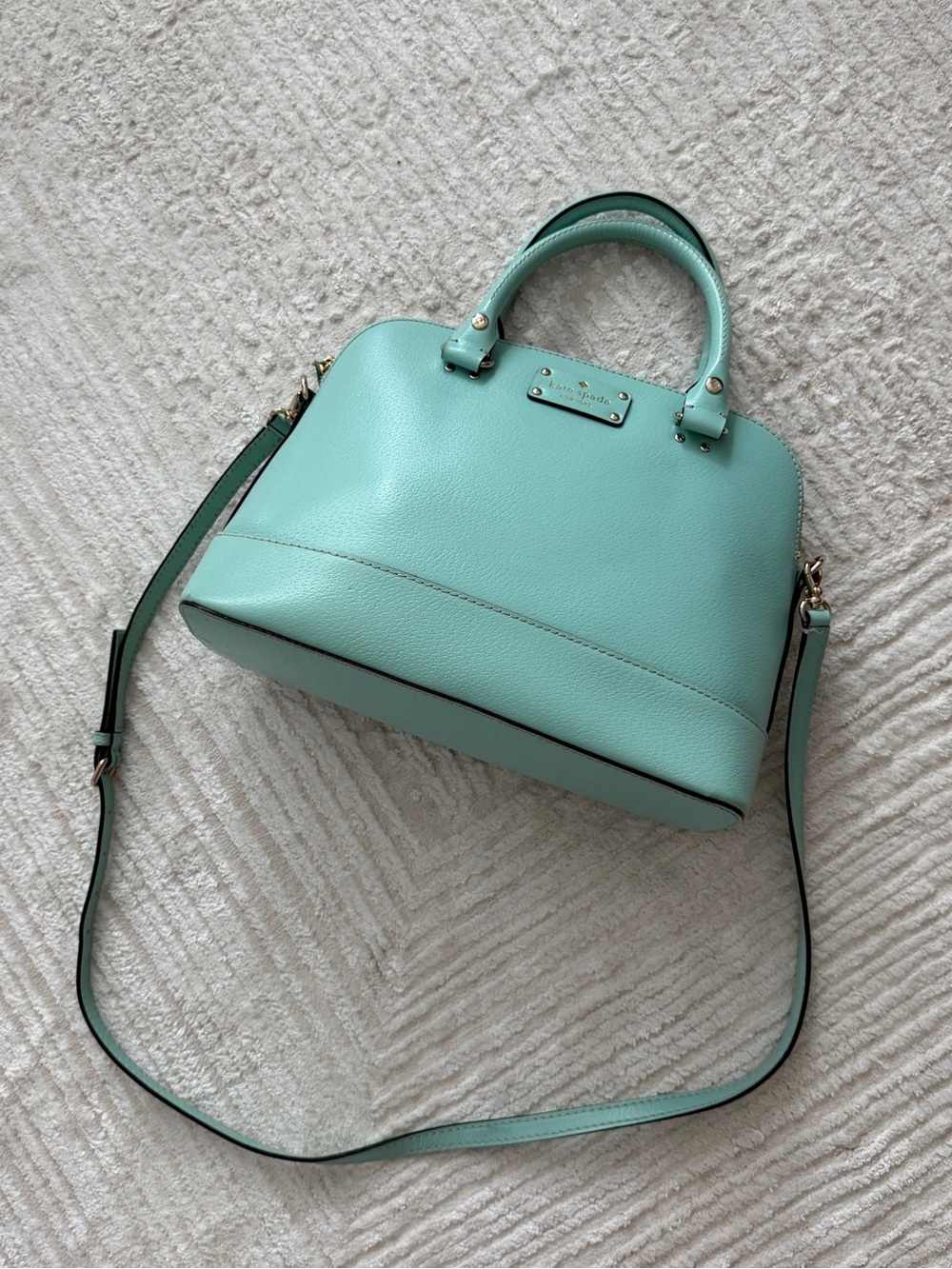 Kate spade mint pebble leather satchel with detachable strap